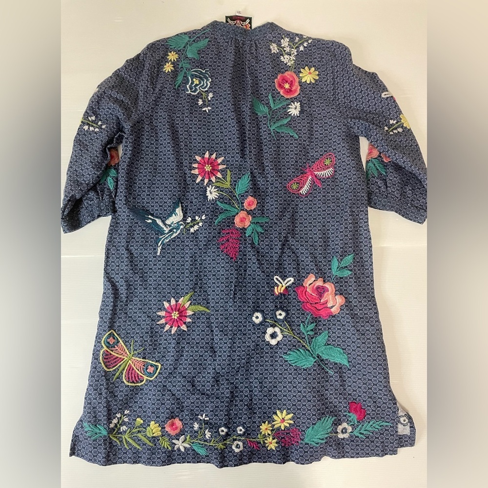 Johnny Was Ethal Linen Shift Dress Blue Size S - Picture 11 of 14